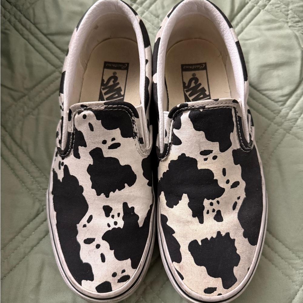 Vans Slip-On Sneakers in Black & White Cow Pattern